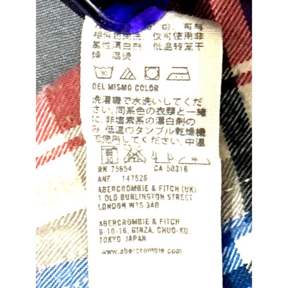 Abercrombie Fitch Mens Large Red Plaid Muscle Shirt Cotton Long Sleeve - Picture 12 of 12